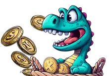 Dinosaurus with coins
